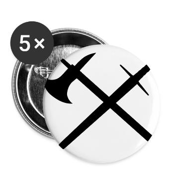 Sword and ax - Buttons small 1''/25 mm (5-pack) - white - Front