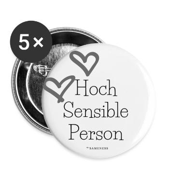 Hoch Sensible Person mit Herzen #HSP - Buttons klein 25 mm (5er Pack) - Weiß - Vorne