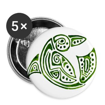 dauphin vert - Lot de 5 petits badges (25 mm) - blanc - Devant