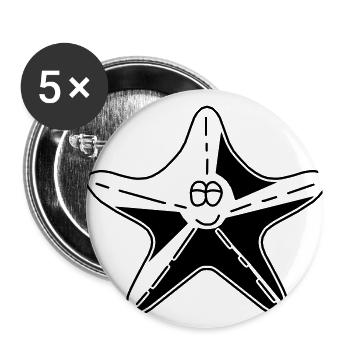 Étoiles de mer en noir - Lot de 5 petits badges (25 mm) - blanc - Devant