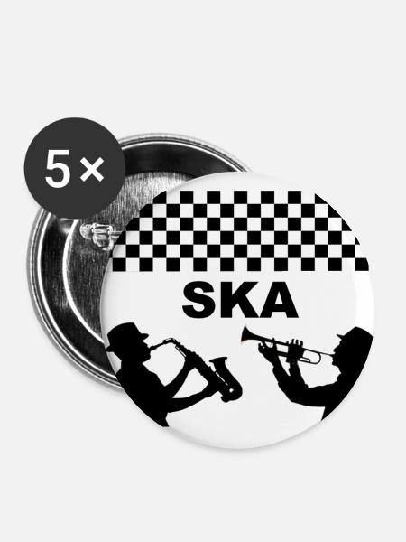 SKA REGGAE BRASS DESIGN - Buttons klein 25 mm (5er Pack) - Weiß