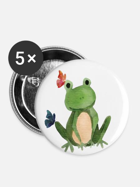Der Frosch und die Schmetterlinge - Buttons klein 25 mm (5er Pack) - Weiß