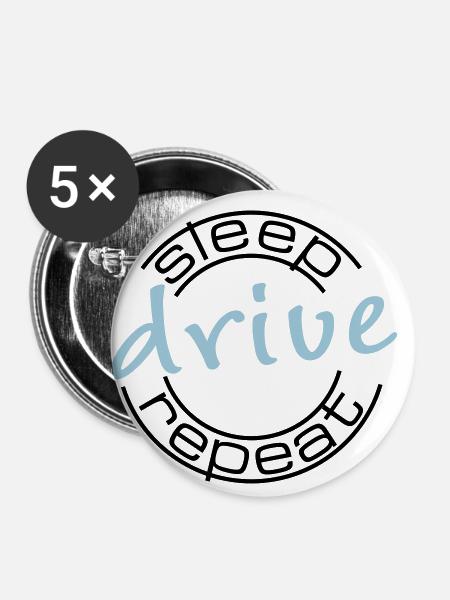 drive sleep repeat rund - Buttons klein 25 mm (5er Pack) - Weiß