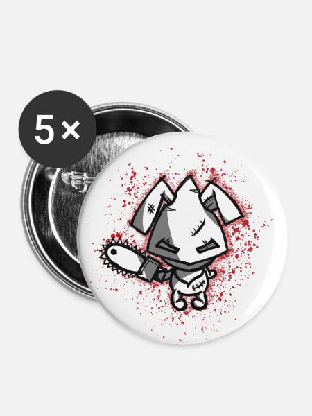 Evil Pets - Rabbit 2 - Buttons klein 25 mm (5er Pack) - Weiß