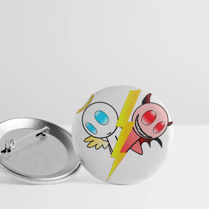 Engel oder Teufel. Gut oder böse. Lieb oder frech Buttons klein 25 mm (5er Pack)