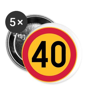 40 Limit / Tempolimit - Buttons klein 25 mm (5er Pack) - Weiß - Vorne