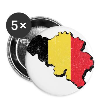 Belgium Belgian map vacation travel gift BEL - Buttons small 1''/25 mm (5-pack) - white - Front