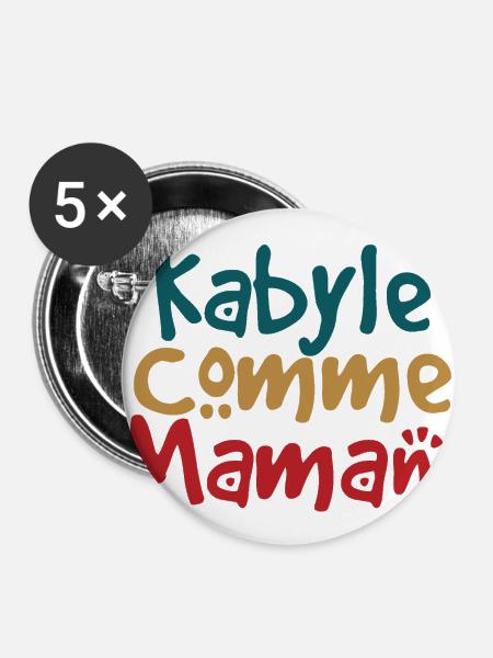 Kabyle wie Mama - Buttons klein 25 mm (5er Pack) - Weiß