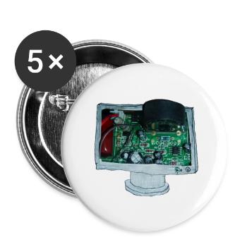 L'électronique sort de la télévision - Lot de 5 petits badges (25 mm) - blanc - Devant