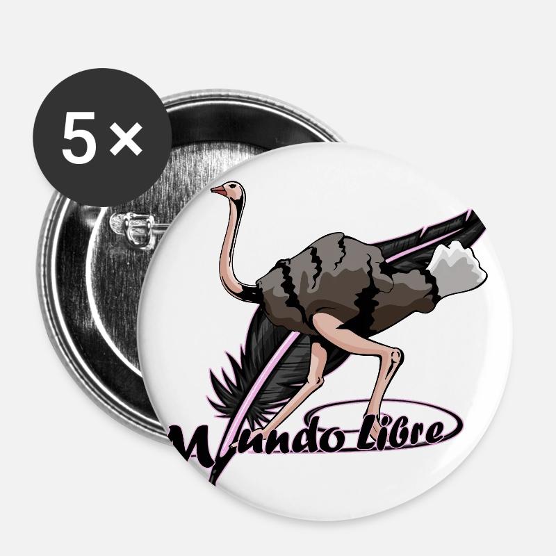 Ostrich bird - Buttons small 1''/25 mm (5-pack) - white