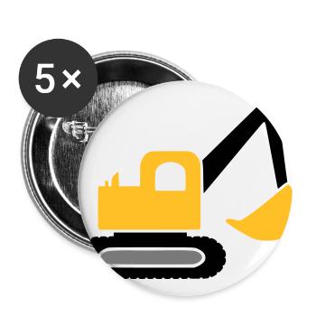 Bagger Fahrzeug - Buttons klein 25 mm (5er Pack) - Weiß - Vorne