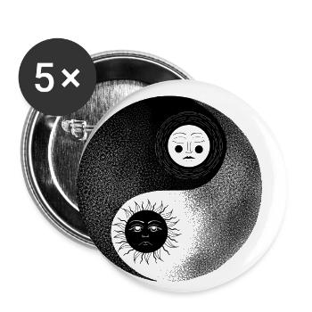 Yin Yang 2 - Buttons small 1''/25 mm (5-pack) - white - Front