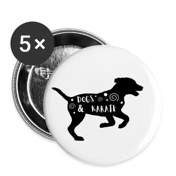 Chiens & Karaté - Lot de 5 petits badges (25 mm) - blanc - Devant