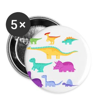 Espèces de dinosaures Dino - Lot de 5 petits badges (25 mm) - blanc - Devant