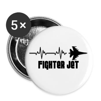Avion de chasse heartbeat - Lot de 5 petits badges (25 mm) - blanc - Devant