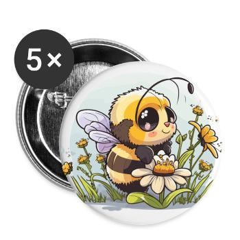 Délice des abeilles mellifères - Lot de 5 petits badges (25 mm) - blanc - Devant