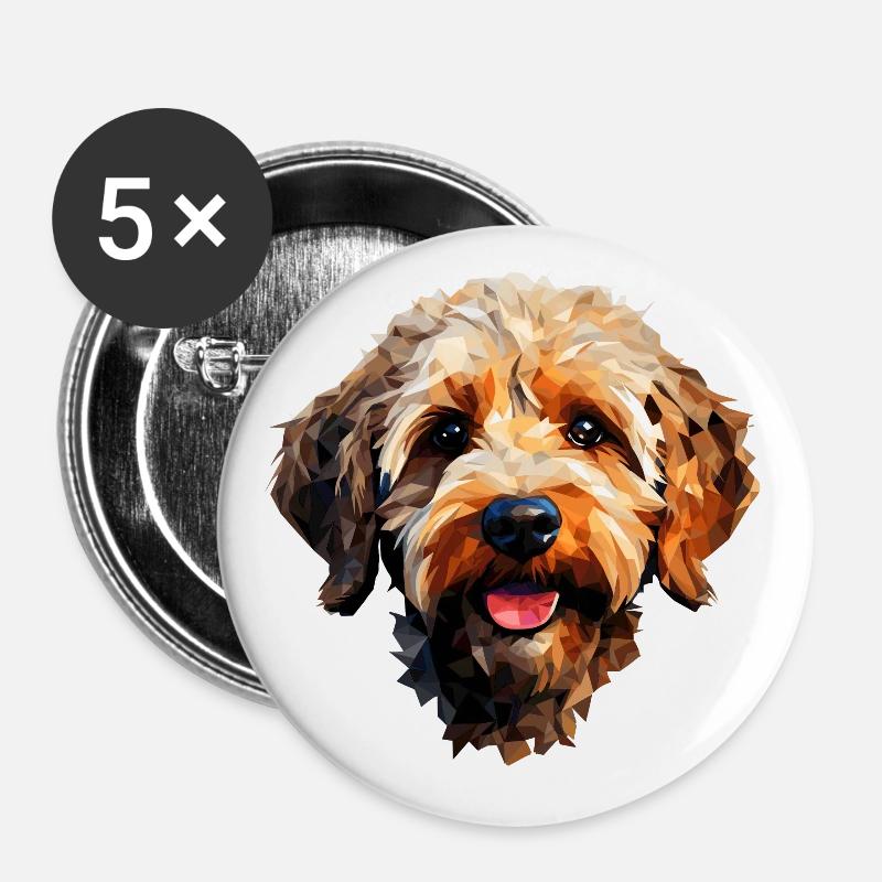 Süßer Hund in Polygon Stil - Buttons klein 25 mm (5er Pack) - Weiß