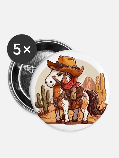 Pferde-Abenteurer - Buttons klein 25 mm (5er Pack) - Weiß