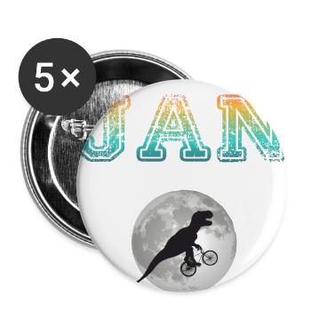 JAN - Beautiful boy name with dinosaur - Buttons small 1''/25 mm (5-pack) - white - Front