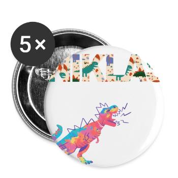 NIKLAS - Beautiful boy name with dinosaur - Buttons small 1''/25 mm (5-pack) - white - Front