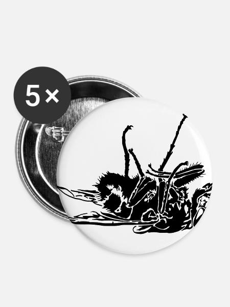 Tote Fliege - Buttons klein 25 mm (5er Pack) - Weiß