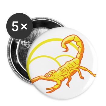 Venomous yellow scorpion threatens with its sting - Buttons small 1''/25 mm (5-pack) - white - Front