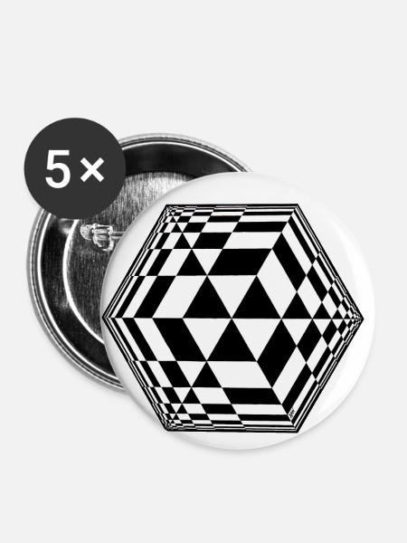 Würfel - Buttons klein 25 mm (5er Pack) - Weiß