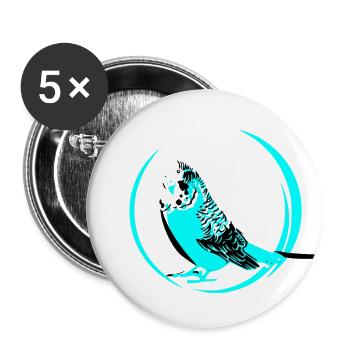 perruche - Lot de 5 petits badges (25 mm) - blanc - Devant