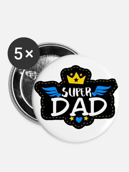 Superdad - Buttons klein 25 mm (5er Pack) - Weiß