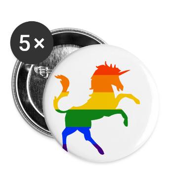 Unicorn LGBT Gay Pride Regenbogen CSD - Buttons klein 25 mm (5er Pack) - Weiß - Vorne