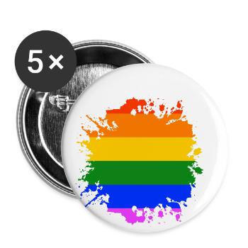 LGBT Fleck Gay Pride Regenbogen CSD - Buttons klein 25 mm (5er Pack) - Weiß - Vorne