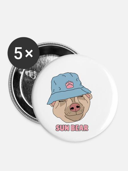 Sonnenbär - Buttons klein 25 mm (5er Pack) - Weiß