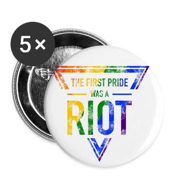 First Pride was a riot LGBT Stonewall CSD Gay - Buttons klein 25 mm (5er Pack) - Weiß - Vorne
