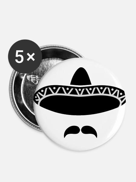 sombrero - Buttons klein 25 mm (5er Pack) - Weiß