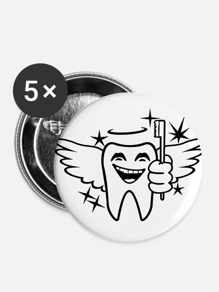 Zahnfee / tooth fairy (1c) - Buttons klein 25 mm (5er Pack) - Weiß