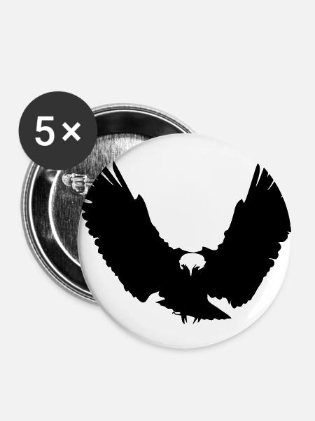 Adler 1farbig - Buttons klein 25 mm (5er Pack) - Weiß