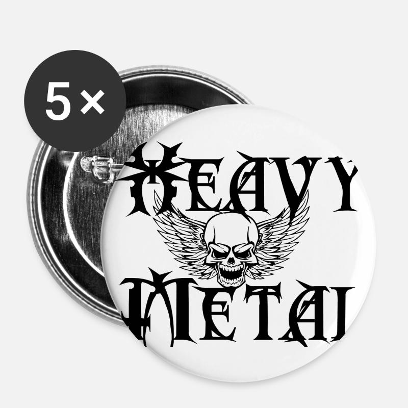 Heavy metal - Buttons/Badges lille, 25 mm (5-pack) - hvid