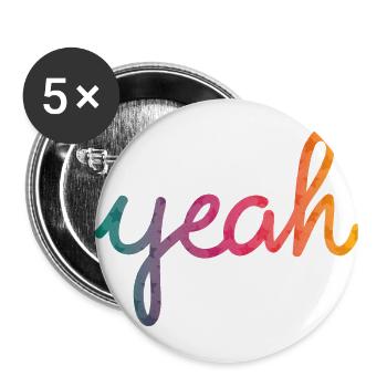 Yeah Typography rainbow - Buttons small 1''/25 mm (5-pack) - white - Front