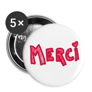 Thank you Gratitude red heart - Buttons small 1''/25 mm (5-pack) - white - Front