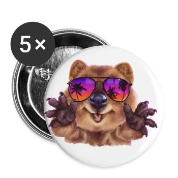 Cool Quokka - Buttons small 1''/25 mm (5-pack) - white - Front