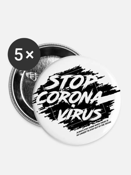 CoronaVirus - Buttons klein 25 mm (5er Pack) - Weiß