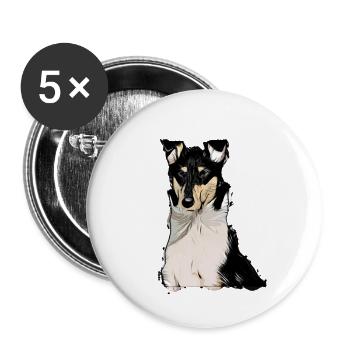 Kurzhaar Collie tricolor Comic - Buttons klein 25 mm (5er Pack) - Weiß - Vorne