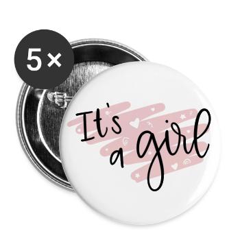 Its a girl - Buttons klein 25 mm (5er Pack) - Weiß - Vorne