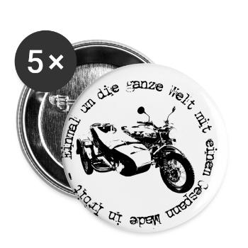 Sidecar Einmal um die Welt schwarz / transparent - Buttons klein 25 mm (5er Pack) - Weiß - Vorne
