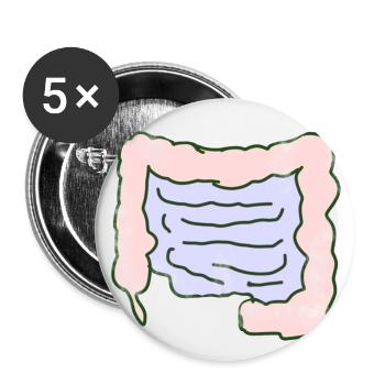 Darm Organ - Buttons klein 25 mm (5er Pack) - Weiß - Vorne