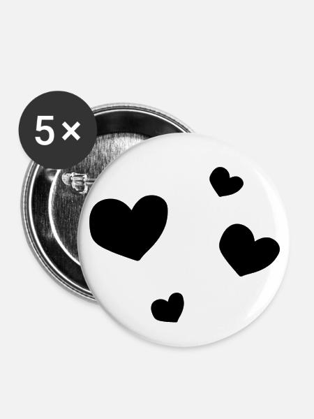 Herzen Herz - Buttons klein 25 mm (5er Pack) - Weiß