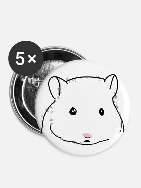 Hamster süß Tiere - Buttons klein 25 mm (5er Pack) - Weiß
