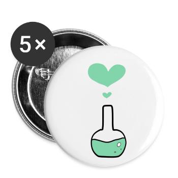Kolben Chemie Chemiker - Buttons klein 25 mm (5er Pack) - Weiß - Vorne