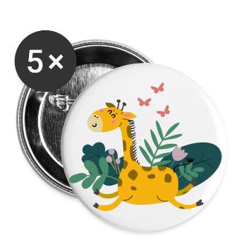 Giraffe in the Jungle | Safari Tour | Boho - Buttons small 1''/25 mm (5-pack) - white - Front