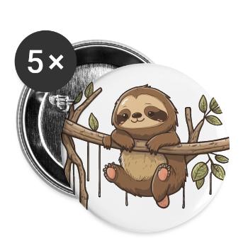 La vie de paresseux - Lot de 5 petits badges (25 mm) - blanc - Devant